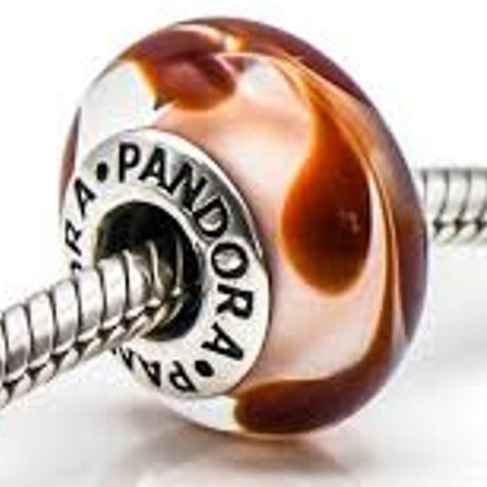 Pandora Brown Swirl Glass Murano Bead Charm